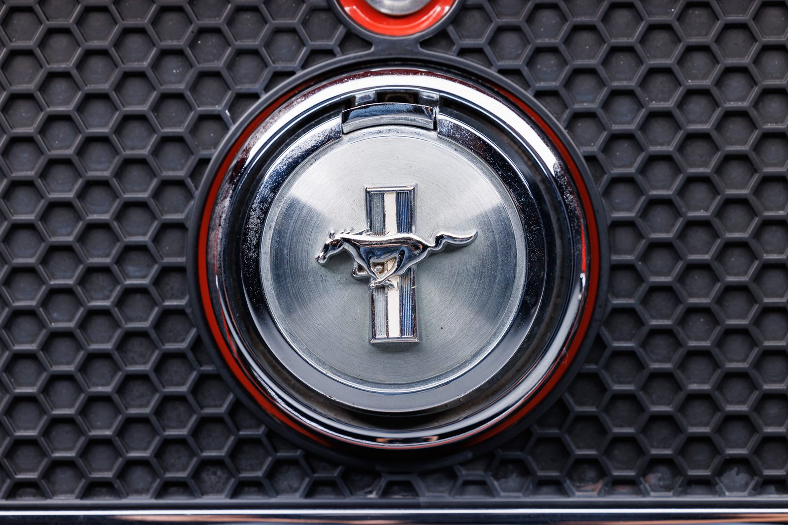 1970 Mustang grille emblem detail
