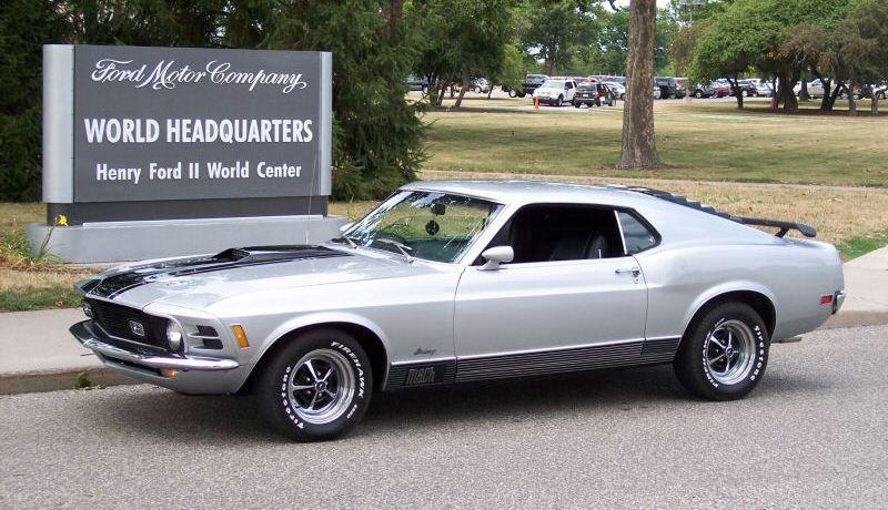 Silver 1970 Mustang Mach 1 — Ford HQ Michigan